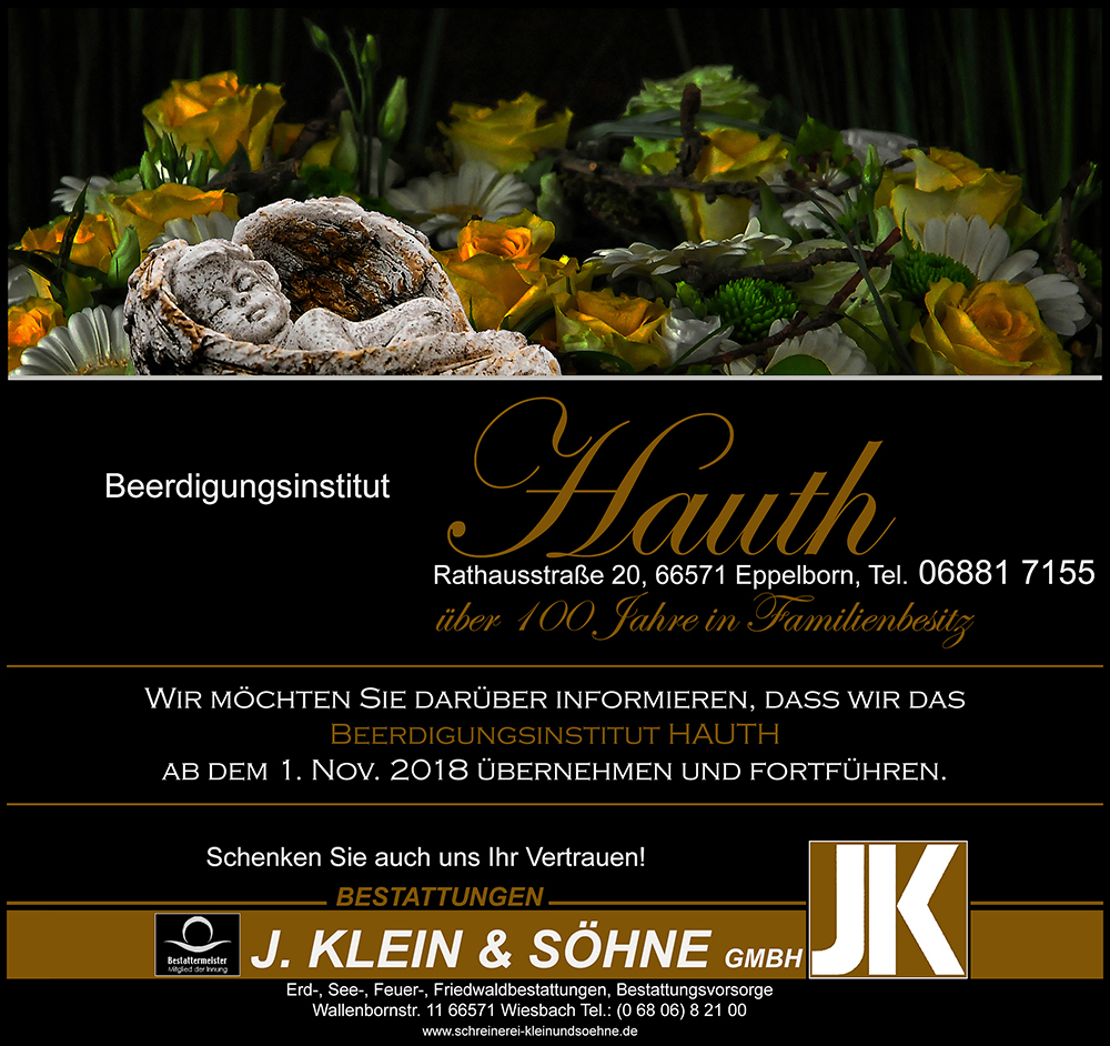 Beerdigungsinstitut Hauth Flyer